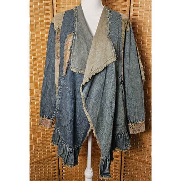 Young Threads Patchwork Denim Shrug Jacket XL NWT - Picture 5 of 6